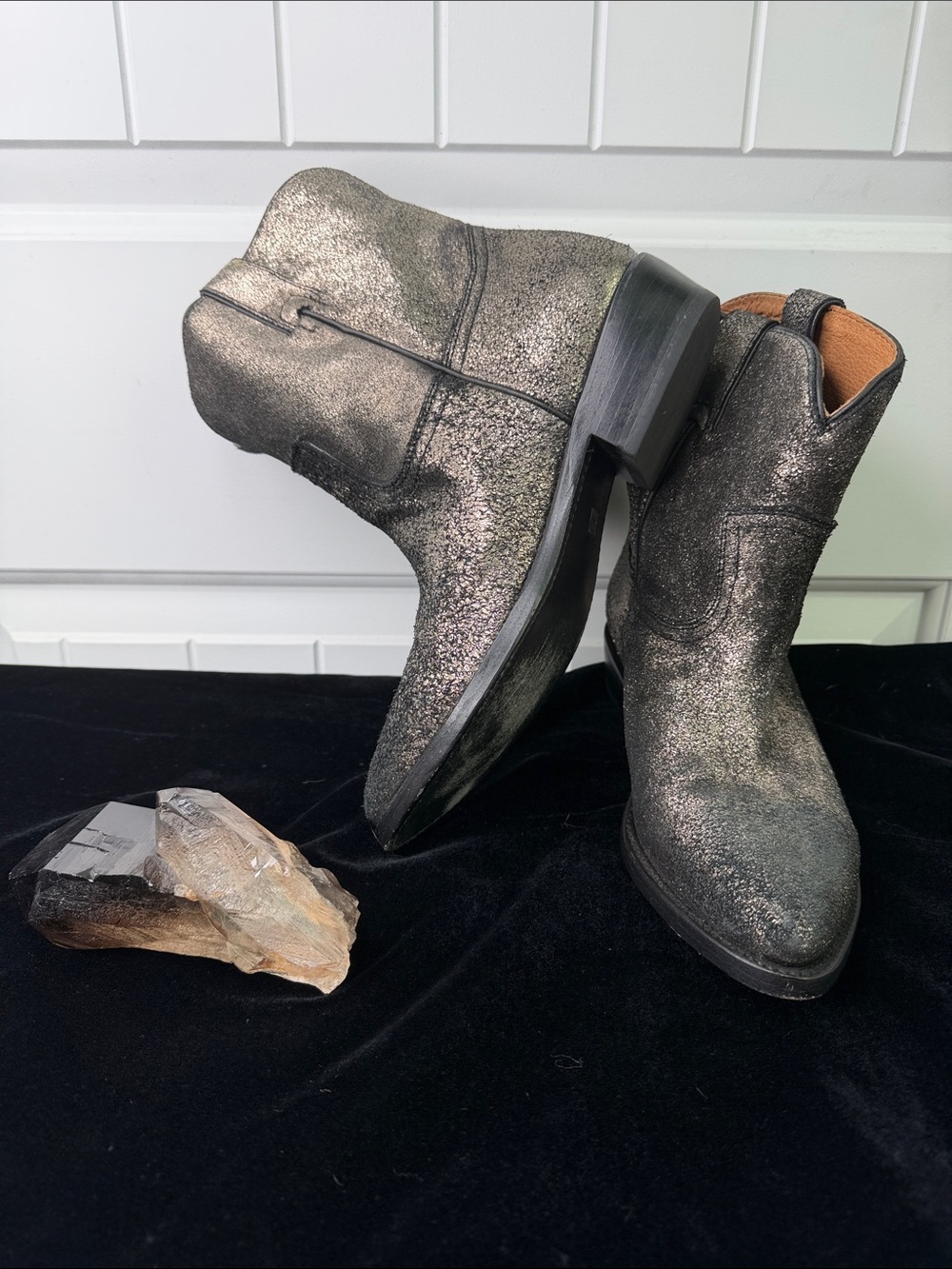 Frye Bronze Shimmer Booties Size 9.5